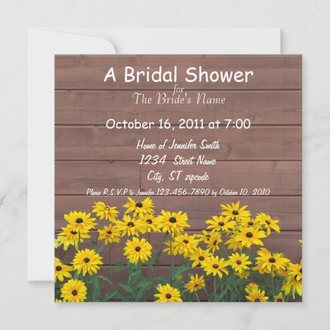 invitation de douches nuptiales jaunes (Devant)