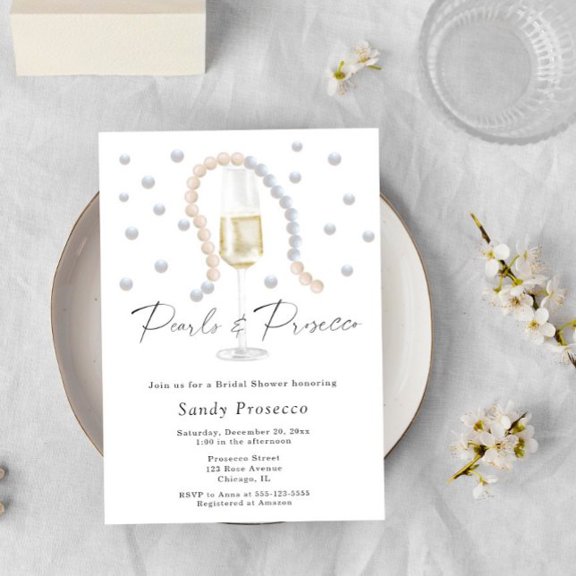 Invitation de douches nuptiales Pearls & Prosecco (Créateur téléchargé)