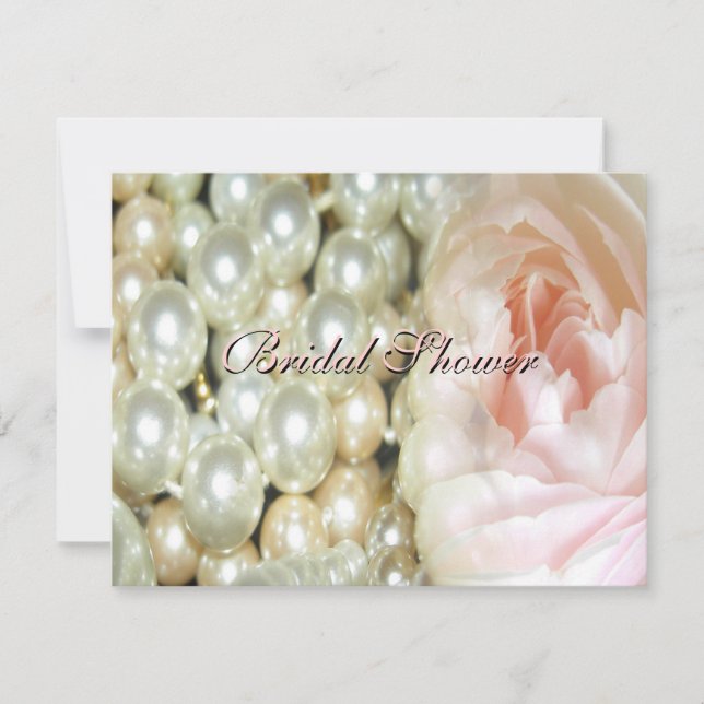 Invitation de douches nuptiales perles et Roses (Devant)