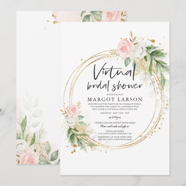 Invitation de douches nuptiales virtuelles Verdure (Devant / Derrière)
