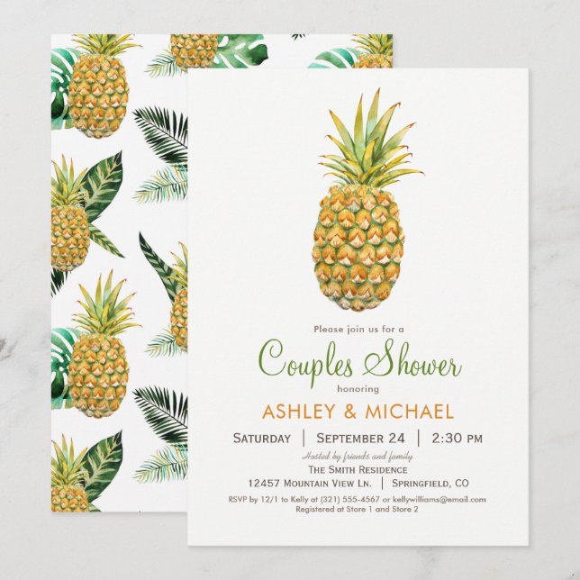 Invitation de douches pour les couples d'ananas (Devant / Derrière)