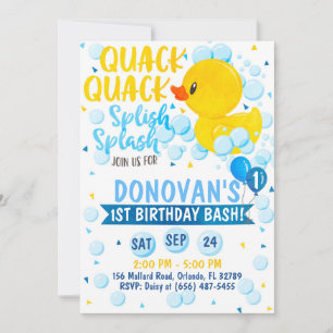Invitation de Duckie en caoutchouc bleu