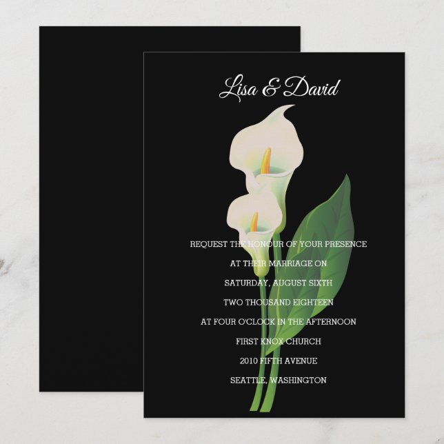 Invitation de faire-part de mariage-Cala Lily (Devant / Derrière)