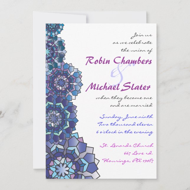 Invitation de Faire-part de mariage en verre tendu (Devant)