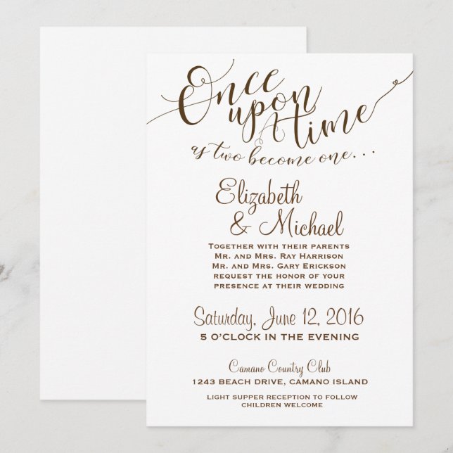Invitation De Fairytale Une Fois - Blanc (Devant / Derrière)