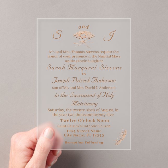 Invitation de fan victorien monogramme (In situ (ordinateur de poche))