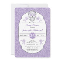 Invitation de fantaisie pourpre de baby shower de