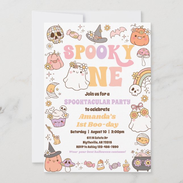 Invitation de fantôme Spooky One Halloween (Devant)