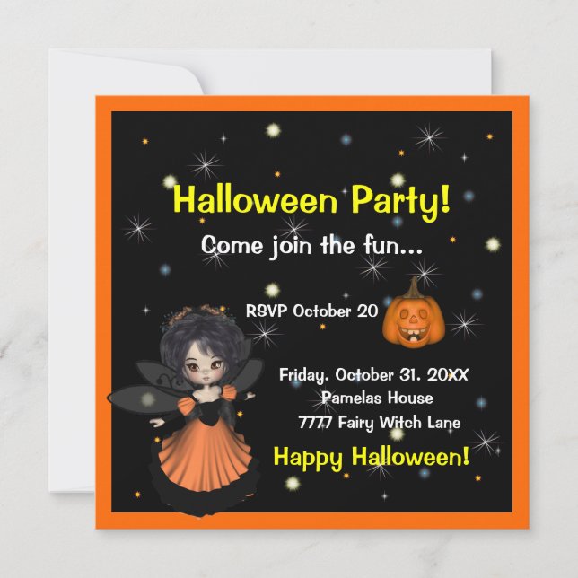 Invitation de fée de Halloween (Devant)