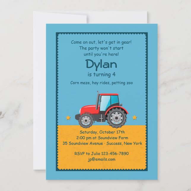 Invitation de ferme de tracteur (Devant)
