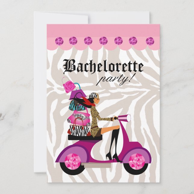 Invitation de fête à la mode Scooter Femme Zèbre N (Devant)