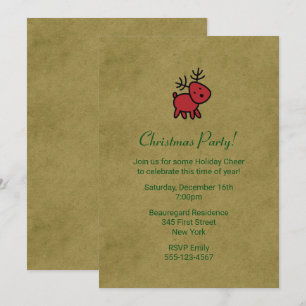 Invitation de fête avec illustration de renne de N