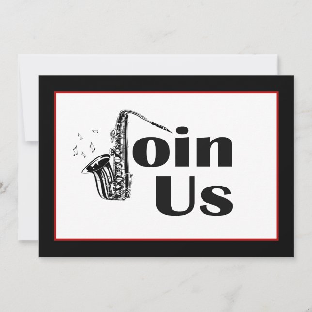 Invitation de fête avec saxophone jazz (Devant)