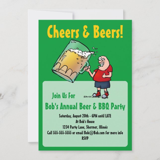 Invitation de fête avec un gars de dessin animé dr (Devant)