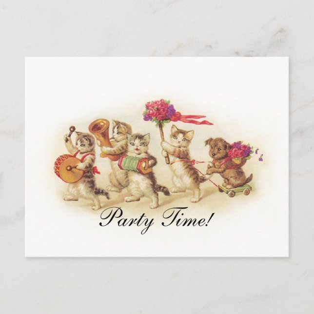 Invitation de fête avec une parade de chaton (Devant)
