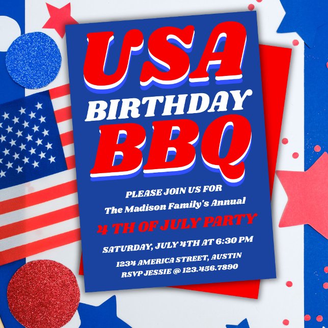Invitation de fête BBQ patriotique USA (Créateur téléchargé)