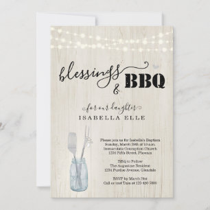Invitation de fête BBQ pour un baptême rustique