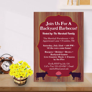 Invitation de fête BBQ Rustique de Ferme - Fête d'