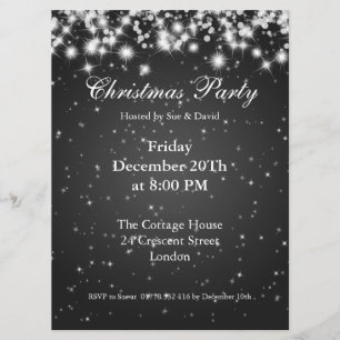 Invitation de fête Black Elegant Sparkle Personnal