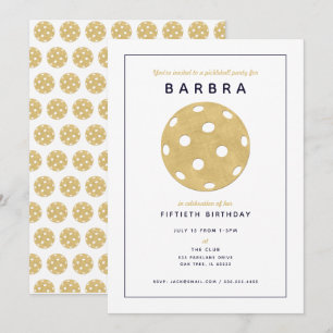 Invitation de fête chic or noir pour partie de pic