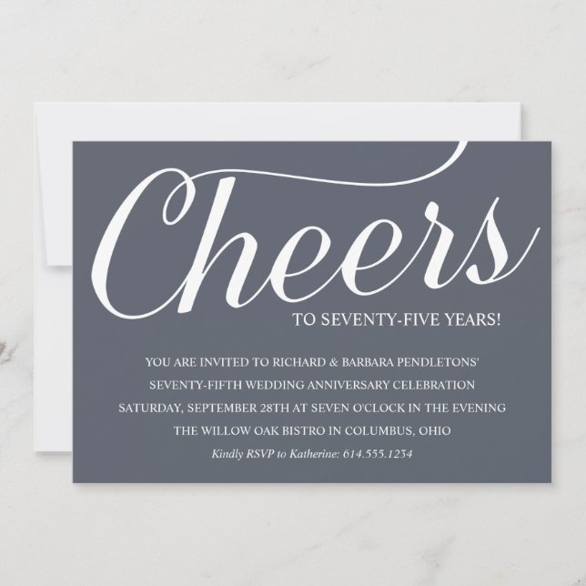 Invitation de fête chic pour 75e anniversaire de m (Devant)