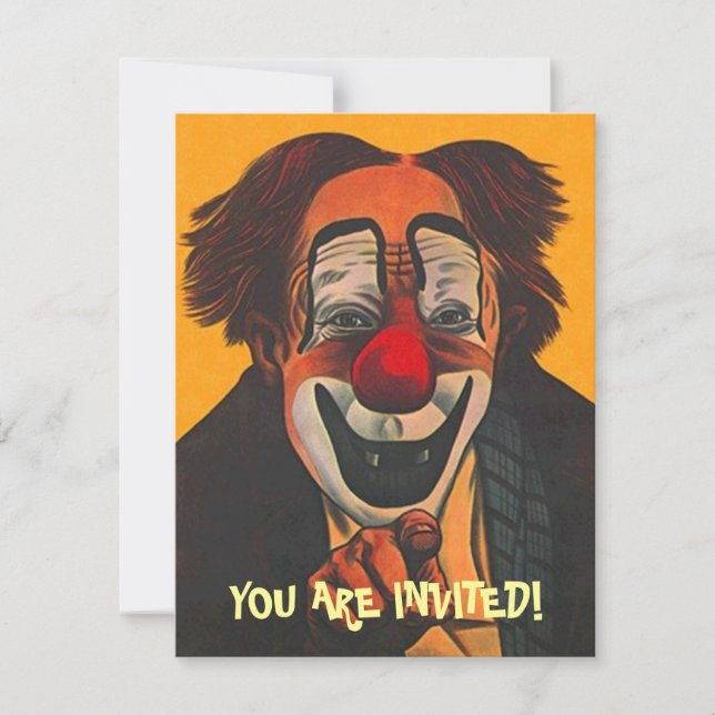 INVITATION DE FÊTE CLOWN ~ FACILE À CUSTOMISER! (Devant)