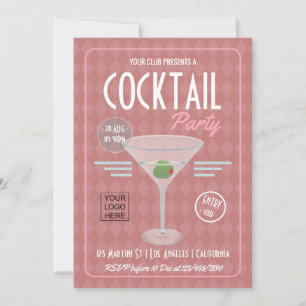 Invitation de fête cocktail corporative rétro vint