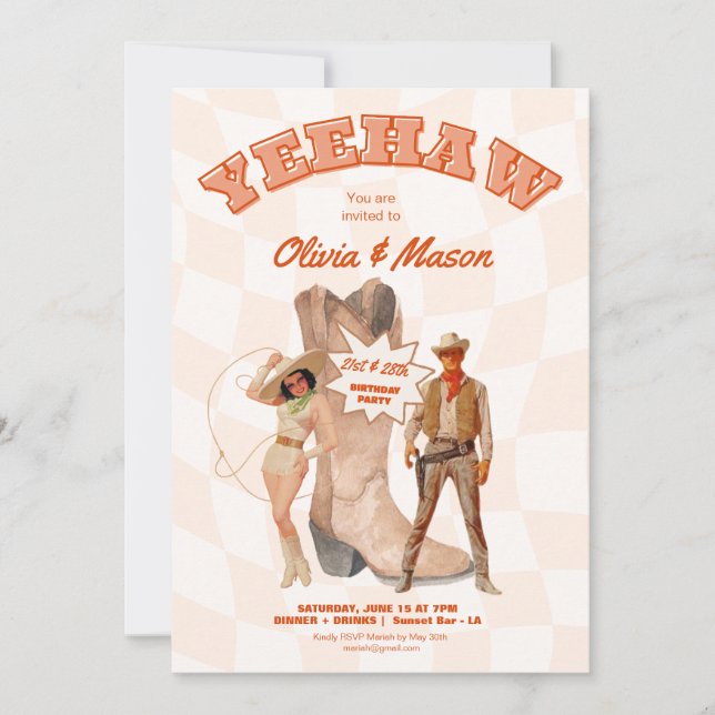 Invitation de fête conjointe Botte de Cowboy Occid (Devant)
