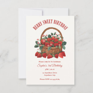 Invitation de fête Corbeille de Fraises Sucrées