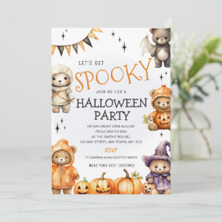Invitation de fête costumée Halloween avec un ours