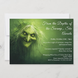 Invitation de fête costumée Halloween de sorcière 