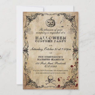 Invitation de fête costumée Halloween gothique vin