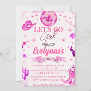 Invitation de fête Cowgirl Lets Go