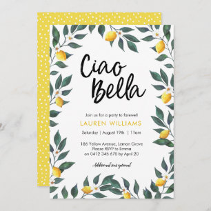 Invitation de fête d'adieu Lemon tree feuilles