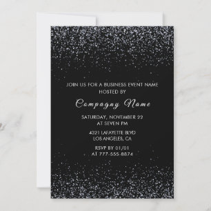 Invitation de fête d'affaires noire Paillettes arg