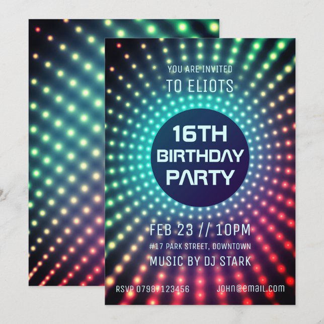 Invitation de fête d'anniversaire (Devant / Derrière)