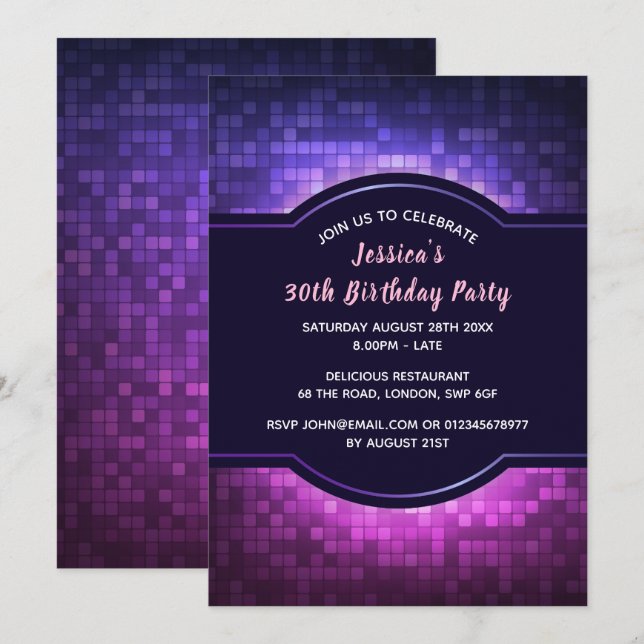 Invitation de fête d'anniversaire (Devant / Derrière)
