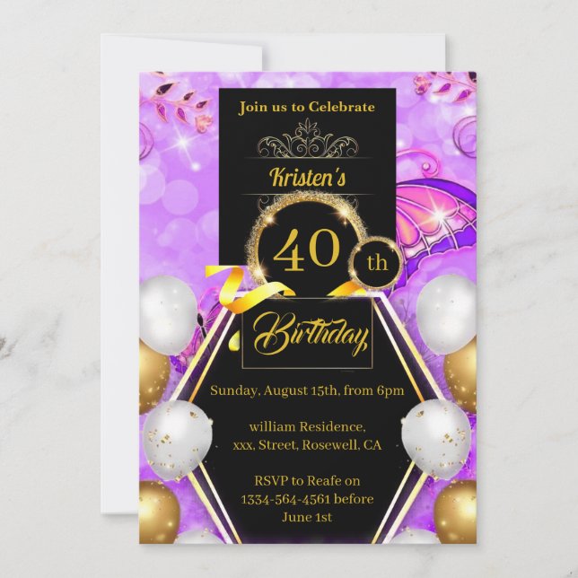 Invitation de fête d'anniversaire (Devant)