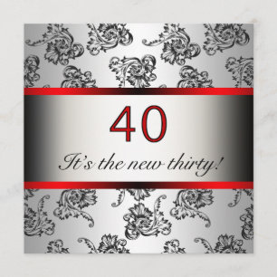 Invitation de fête d'anniversaire 40 ans rouge sur