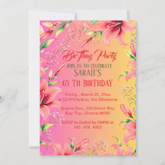 Invitation de fête d'anniversaire 50 ans Fleur sau
