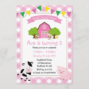 Invitation de fête d'anniversaire à thème agricole