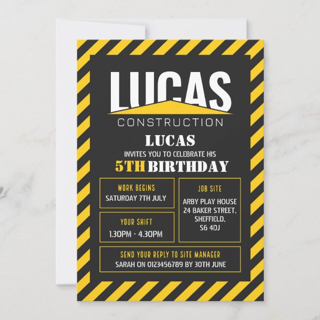 Invitation de fête d'anniversaire à thème de const (Devant)