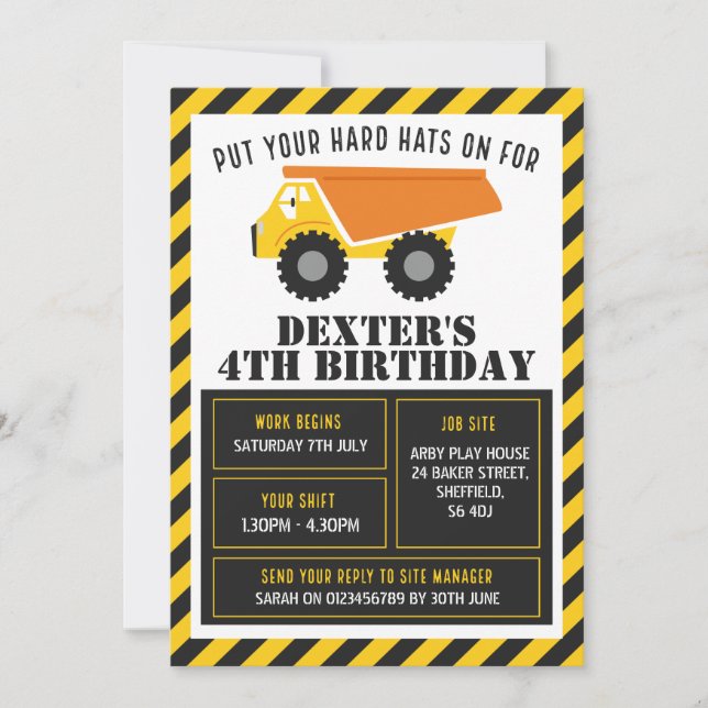 Invitation de fête d'anniversaire à thème de const (Devant)