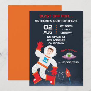 Invitation de fête d'anniversaire à thème Espace a