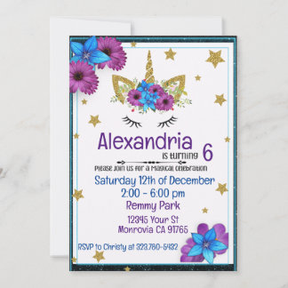 Invitation de fête d'anniversaire à thème violet U