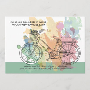 Invitation de fête d'anniversaire à vélo