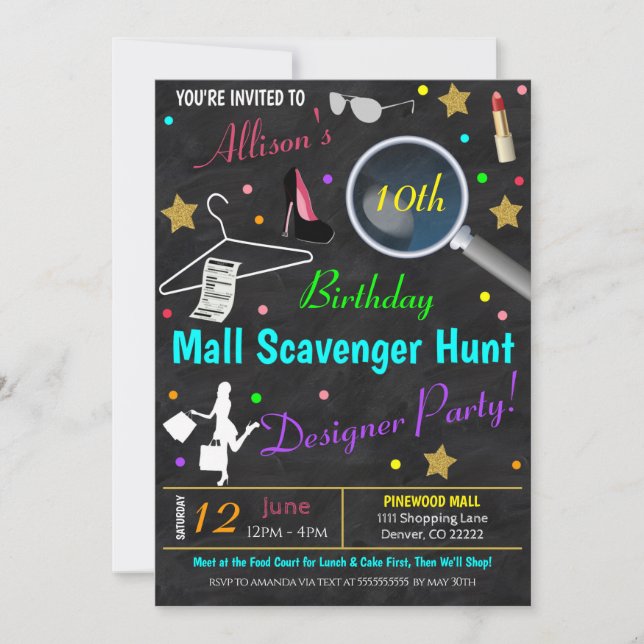 Invitation de fête d'anniversaire Ado (Devant)