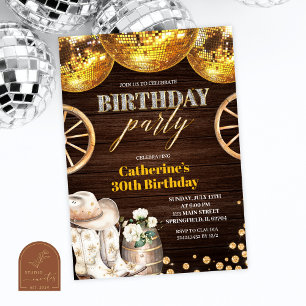 Invitation de fête d'anniversaire adulte Western D