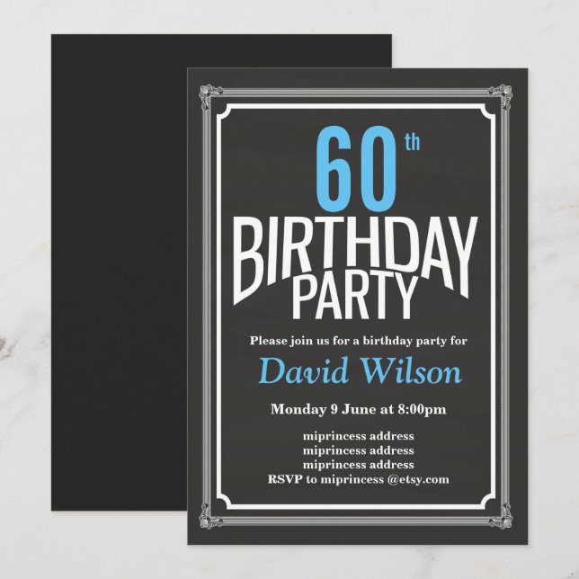 Invitation de fête d'anniversaire, arrière - plan  (Devant / Derrière)