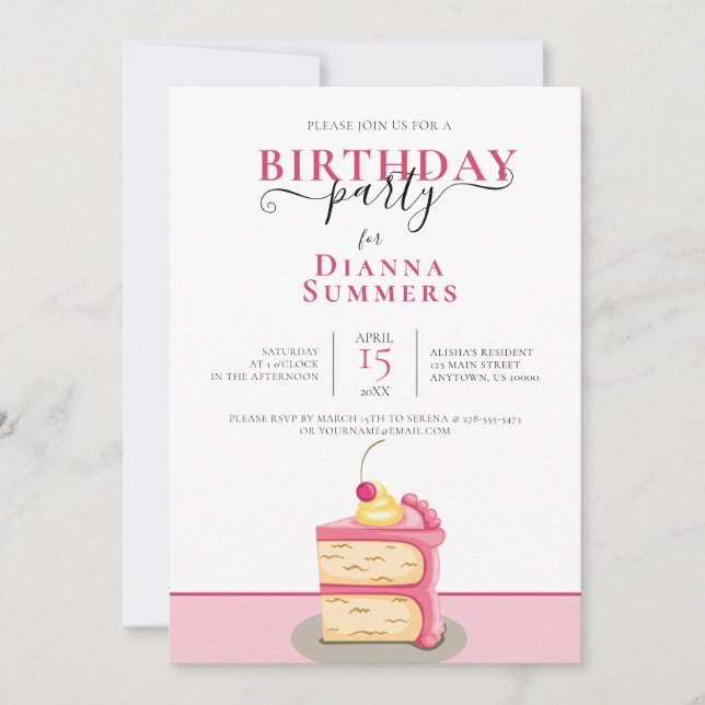 Invitation DE FÊTE D'ANNIVERSAIRE, ART DE GÂTEAU R (Devant)
